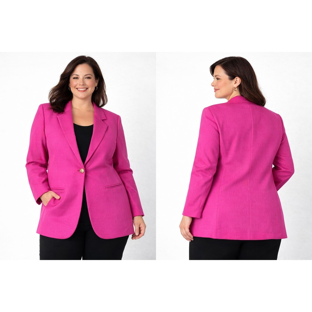 Savannah Women Blazer Size 10 Pink Wool Jacket Barbiecore‎ Vintage Power Chic